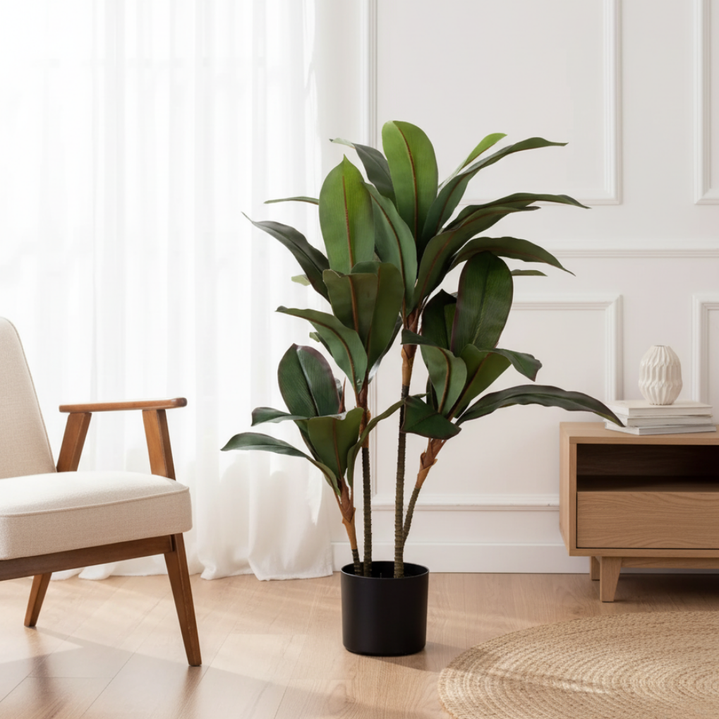 Garden Gyani Artificial Rubber Plant 90cm with Pot – Decorative Indoor Ficus Elastica Plant