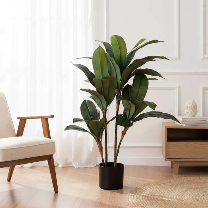 Garden Gyani 90CM Artificial Red-Green Dracaena Plant with Pot (X4 Stems) – Lifelike Decorative Plant for Home, Office & Indoor Décor