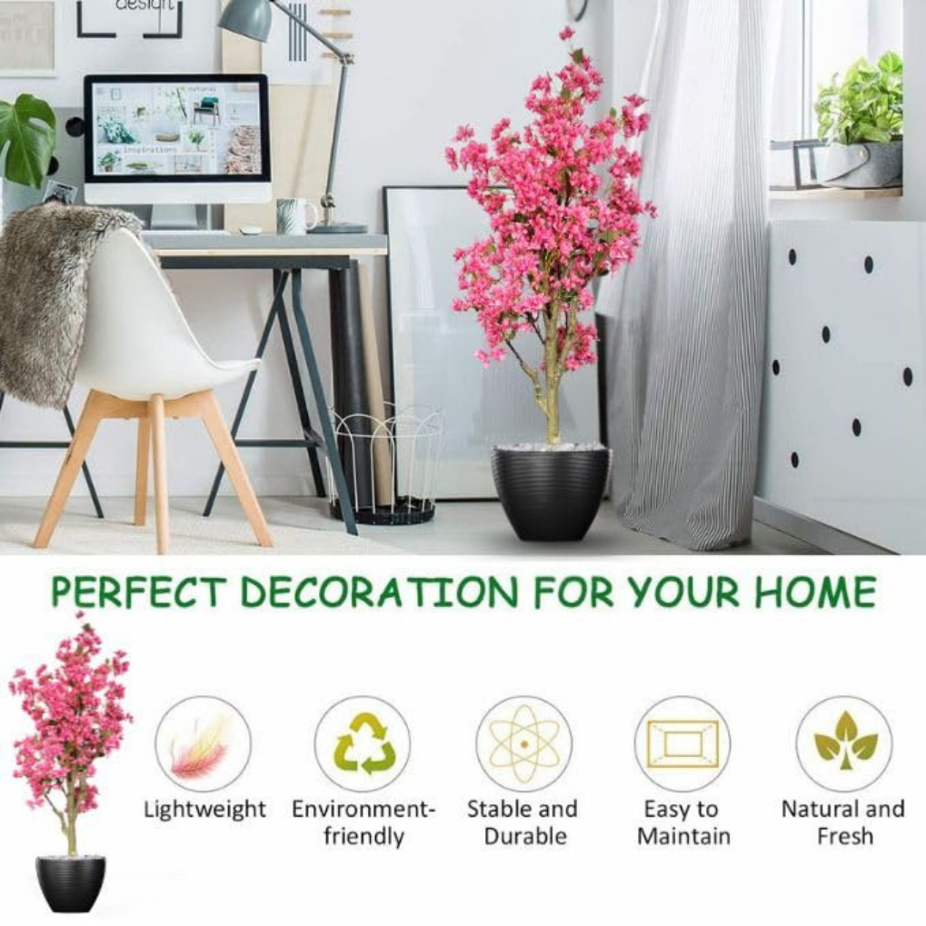 Artificial Bougainvillea Tree 5.7 Feet – Pink Decorative Faux Flower Tree