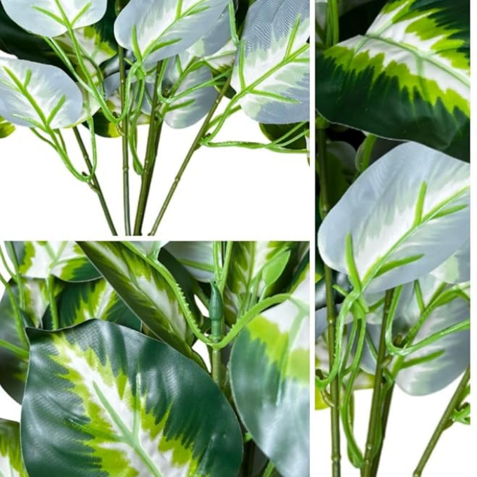 Artificial Variegated Foliage Shrub – Decorative Faux Leaf Bush for Planters & Home Decor