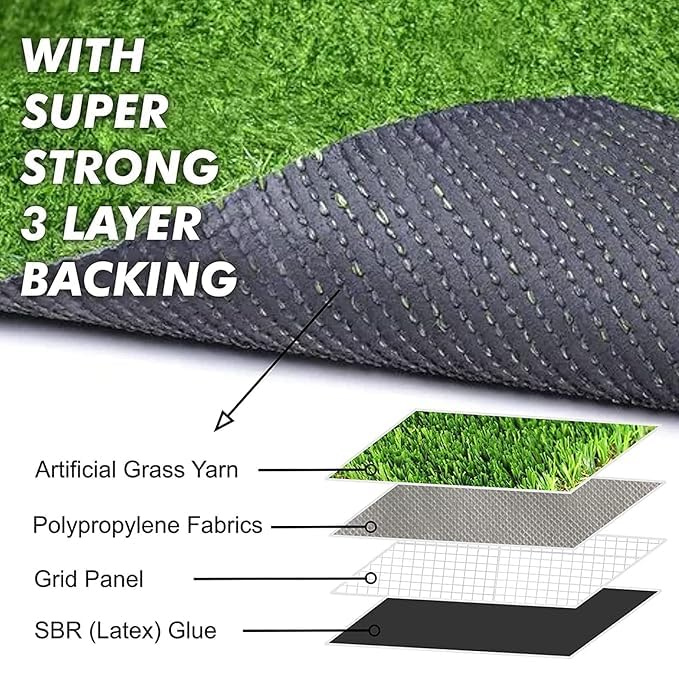 Garden Gyani 35MM Artificial Grass Carpet – 6.6 × 8 ft | Premium Green Turf for Balcony, Garden & Indoor Use | Waterproof, UV-Resistant & Skin-Friendly