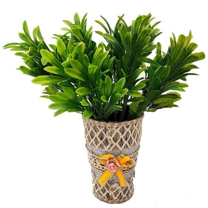 Garden Gyani 30CM Artificial Euphorbia Plant – 2 Stems (No Vase), Realistic Green Plastic Plant for Home, Office & Table Décor