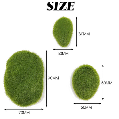 Garden Gyani Artificial Moss Rocks – 24 PCS in 3 Sizes | Green Moss Balls & Decorative Stones for Fairy Gardens, Crafts & Floral Decor