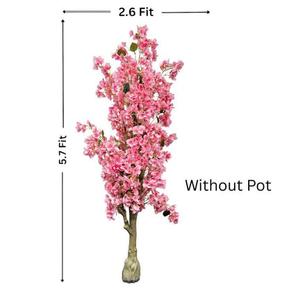 Garden Gyani Artificial Bougainvillea Tree – 5.7 Feet Tall | Faux Flowering Tree with Pink Blooms for Home, Balcony & Office Décor | Indoor Outdoor UV Resistant Decorative Plant Without Pot
