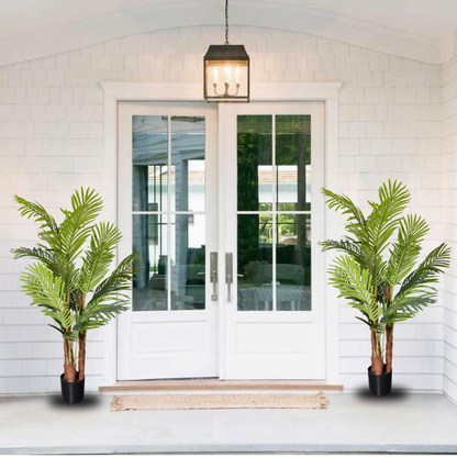 Garden Gyani 150 cm Artificial Areca Palm Tree with Tall Black Planter – Indoor Decorative Faux Plant for Home & Office