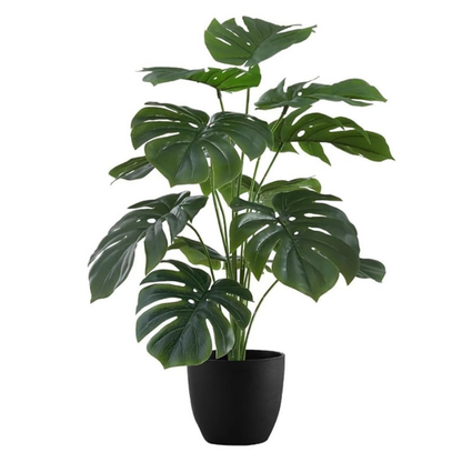Garden Gyani Artificial Money Plant – 55 cm Tall Without Pot | Faux Green Monstera with Palm Leaves | Silk-Like Tropical Decorative Plant for Home & Office