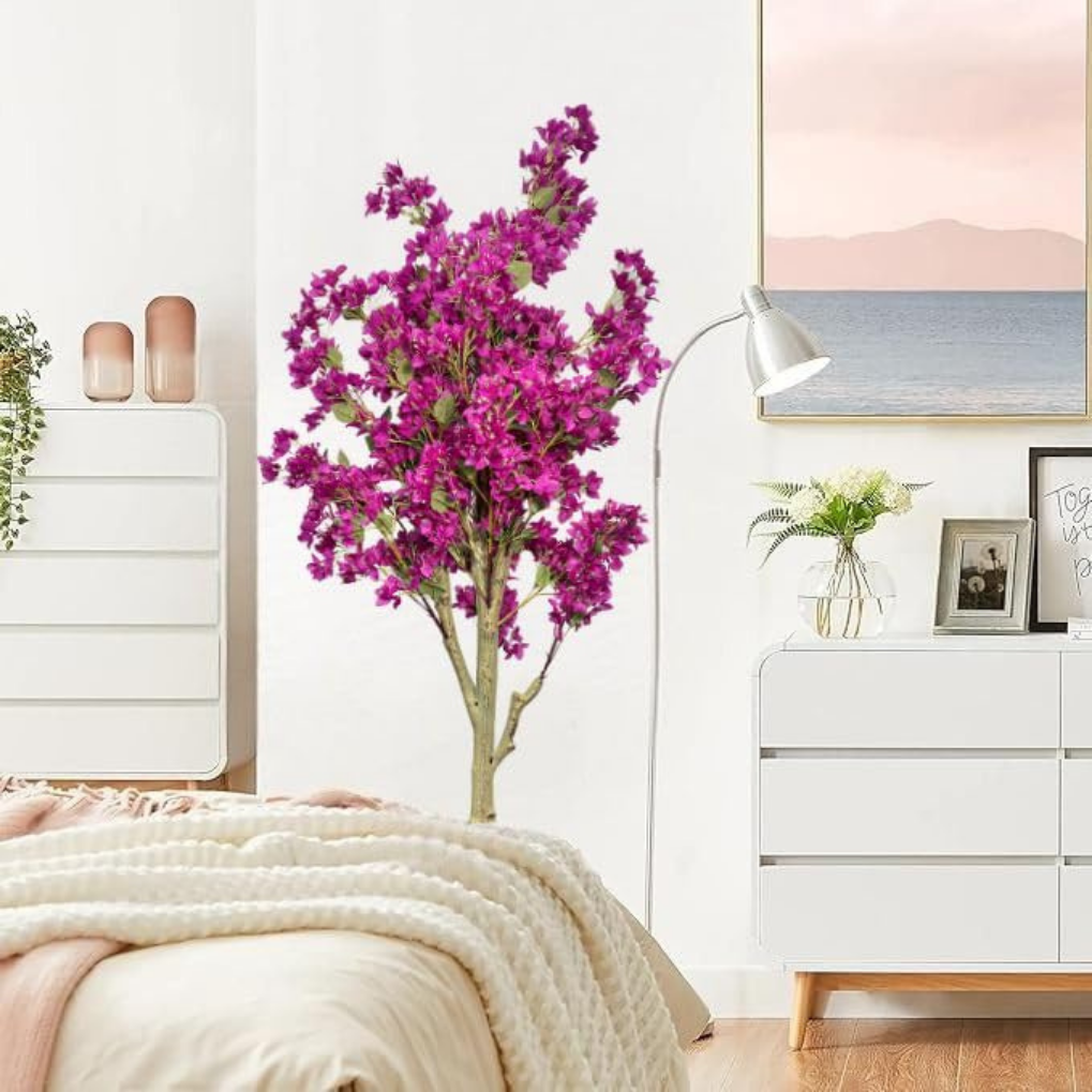 Artificial Bougainvillea Tree 5.7 Feet – Purple Decorative Faux Flower Tree