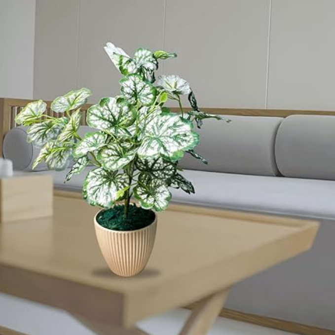 Artificial Silver Green Foliage Shrub – Decorative Faux Leaf Bush for Planters & Home Decor