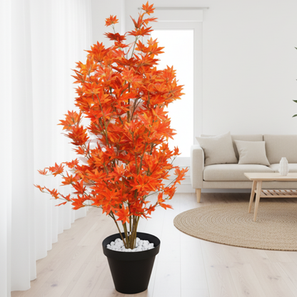 Garden Gyani Artificial Maple Plant 150cm with Pot – Decorative Indoor Autumn Leaf Plant