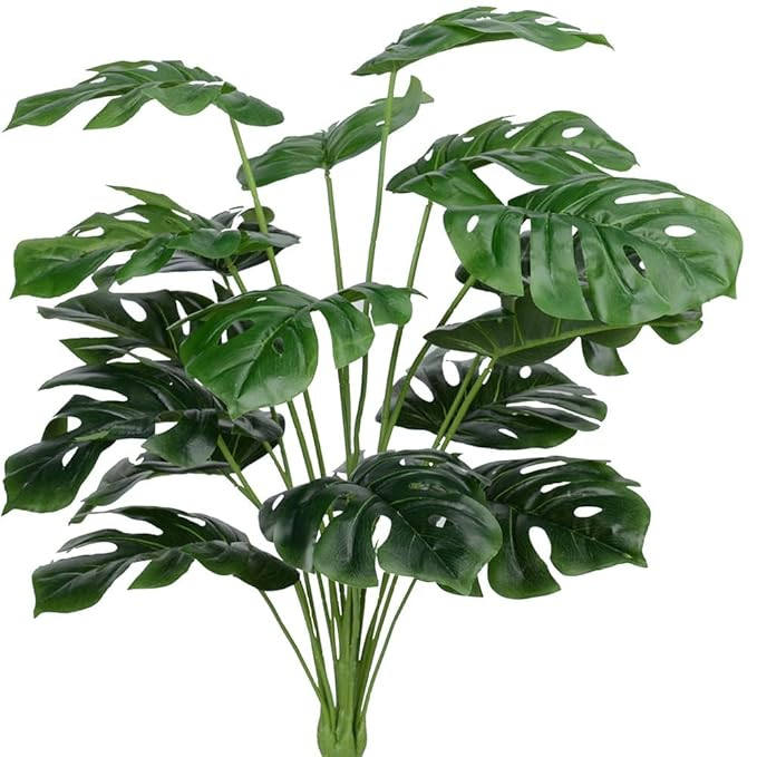 Garden Gyani Artificial Money Plant – 55 cm Tall Without Pot | Faux Green Monstera with Palm Leaves | Silk-Like Tropical Decorative Plant for Home & Office