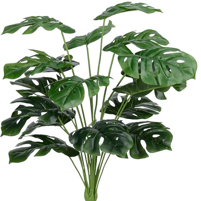 Garden Gyani Artificial Money Plant – 55 cm Tall Without Pot | Faux Green Monstera with Palm Leaves | Silk-Like Tropical Decorative Plant for Home & Office
