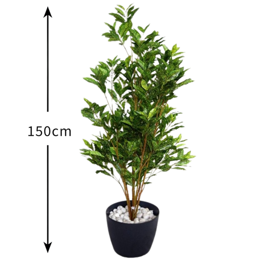 Garden Gyani Artificial Variegated Green Plant 150cm with Pot – Decorative Indoor Tall Floor Plant