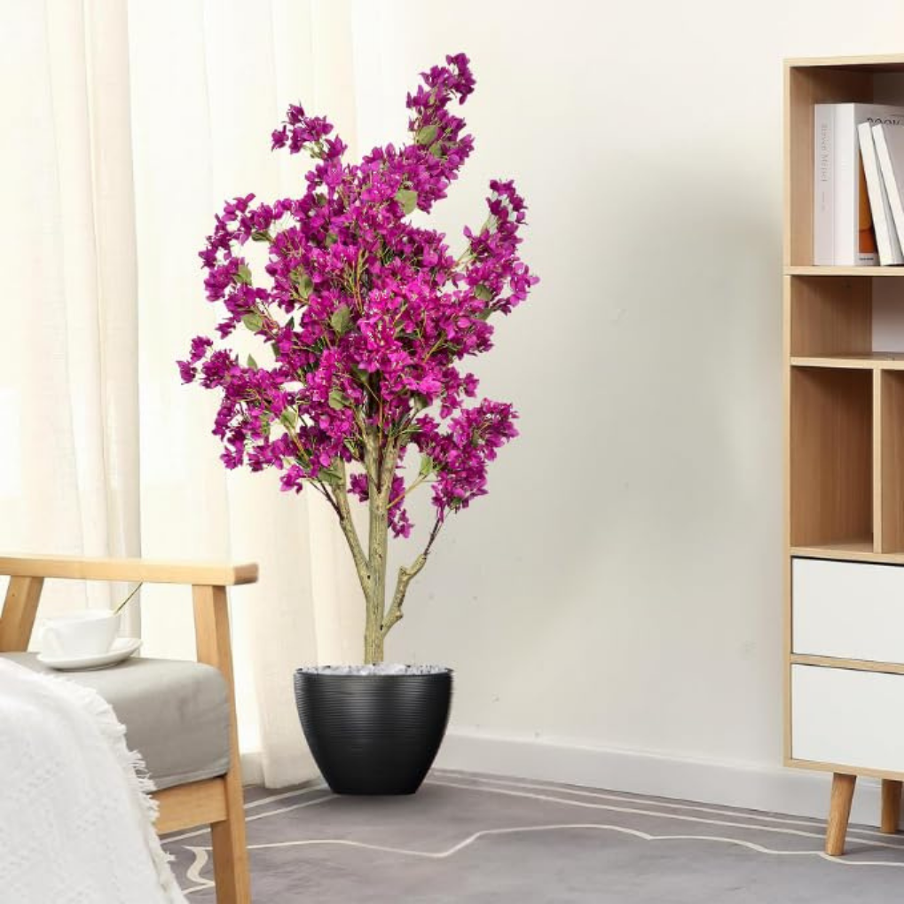 Artificial Bougainvillea Tree 5.7 Feet – Purple Decorative Faux Flower Tree