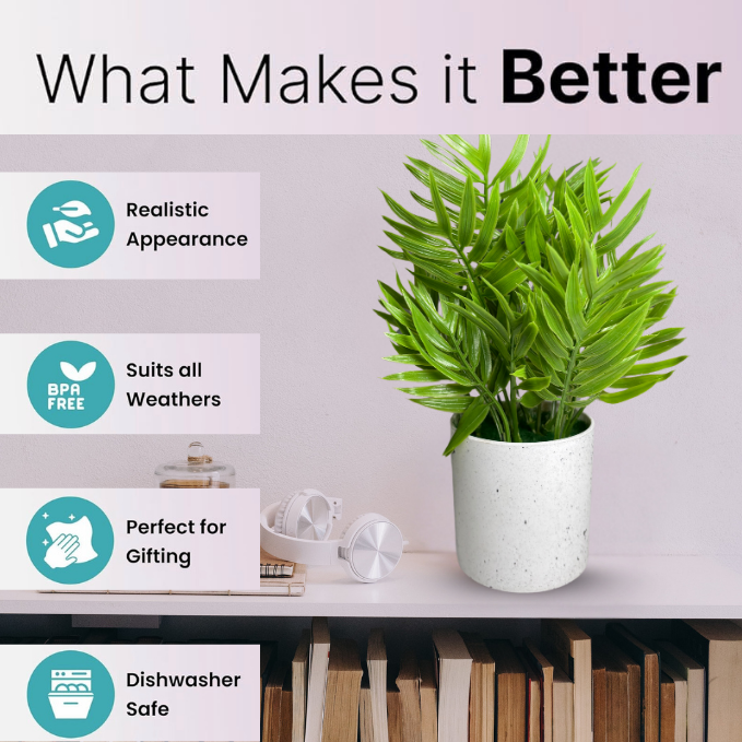 Garden Gyani Artificial Rubber Plant – Small Faux Potted Plant for Tabletop, Home, Bathroom & Office Décor | Indoor Decorative Greenery