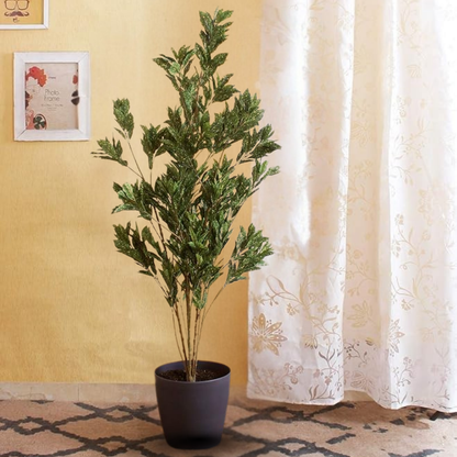 Garden Gyani Artificial Variegated Green Plant 150cm with Pot – Decorative Indoor Tall Floor Plant