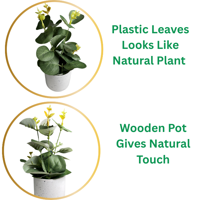 Garden Gyani Artificial Rubber Plant – Small Faux Potted Plant for Tabletop, Home, Bathroom & Office Décor | Indoor Decorative Greenery