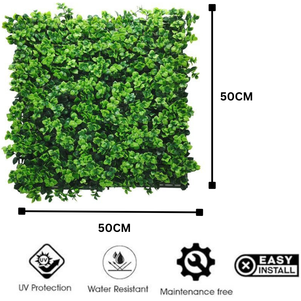 Garden Gyani Artificial Vertical Garden Panel 50×50 cm | Classic Green Boxwood Wall Decor | UV Protected Indoor Outdoor Panel