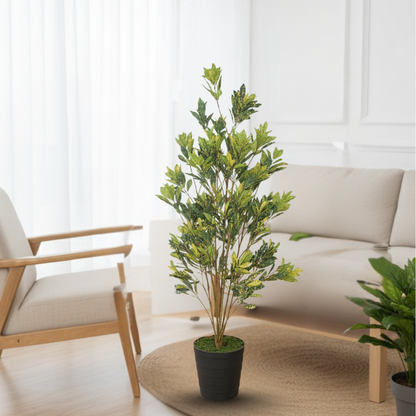 Garden Gyani Artificial Croton Plant 150cm with Pot – Decorative Indoor Variegated Floor Plant