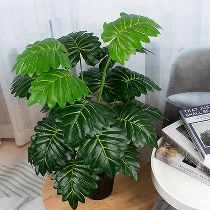 Garden Gyani Artificial Miniature PVC Silk Plant – 70 cm Tall, 18 Big Leaves, Without Pot | Realistic Green Decorative Faux Plant for Home & Office Décor