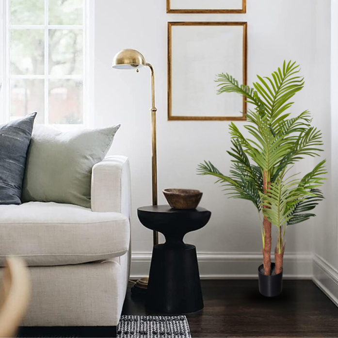 Garden Gyani 150 cm Artificial Areca Palm Tree with Tall Black Planter – Indoor Decorative Faux Plant for Home & Office