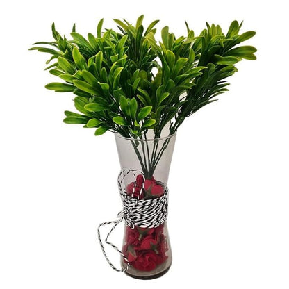 Garden Gyani 30CM Artificial Euphorbia Plant – 2 Stems (No Vase), Realistic Green Plastic Plant for Home, Office & Table Décor