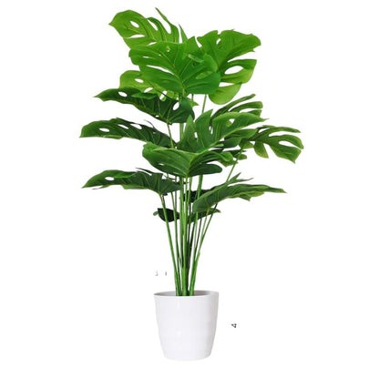 Garden Gyani Artificial Monstera Plant – 55 cm Tall with White Pot