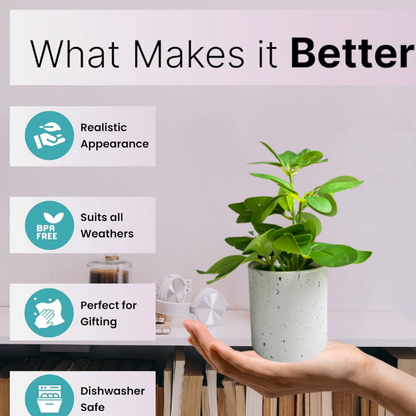 Garden Gyani Artificial Rubber Plant – Small Faux Potted Plant for Tabletop, Home, Bathroom & Office Décor | Indoor Decorative Greenery