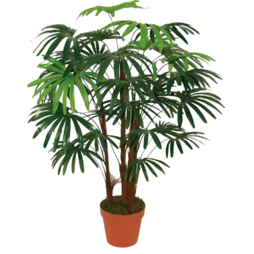 Garden Gyani Artificial Rhapis Palm Plant 95cm with Pot – Decorative Indoor Palm Floor Plant