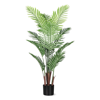 Garden Gyani Artificial Palm Tree – 4FT Tall Faux Areca Floor Plant with Black Tall Planter | Indoor Tropical Greenery for Home, Office & Living Room Décor | Adjustable Silk Leaves