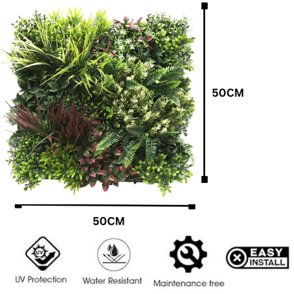 Garden Gyani Artificial Vertical Garden Panel 50×50 cm | Premium Mixed Foliage Green Wall | UV Protected Indoor Outdoor Decor