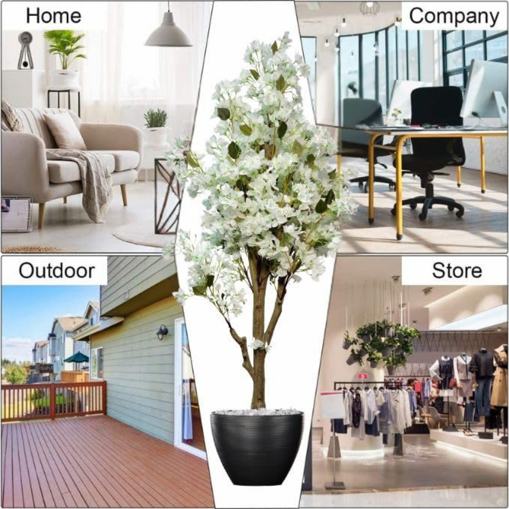 Artificial White Blossom Tree 5.7 Feet – Decorative Faux Flower Tree for Home & Event Decor
