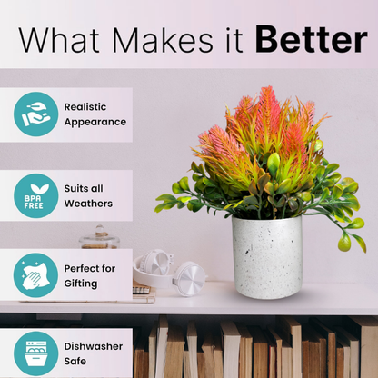 Garden Gyani Artificial Rubber Plant – Small Faux Potted Plant for Tabletop, Home, Bathroom & Office Décor | Indoor Decorative Greenery