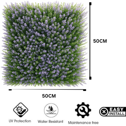 Garden Gyani Artificial Vertical Garden Panel 50×50 cm | Lavender Flower Green Wall Decor | UV Protected Indoor Outdoor Panel