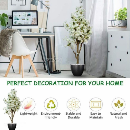 Artificial White Blossom Tree 5.7 Feet – Decorative Faux Flower Tree for Home & Event Decor