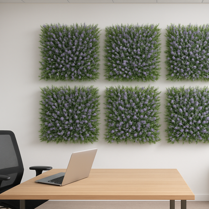 Garden Gyani Artificial Vertical Garden Panel 50×50 cm | Lavender Flower Green Wall Decor | UV Protected Indoor Outdoor Panel
