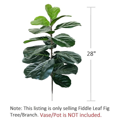 Garden Gyani Artificial Fiddle Leaf Fig Twig – 28 Inch Tall Faux Ficus Lyrata Plant with 21 Leaves | 1 Branch Greenery for Indoor & Outdoor Home, Office & Yard Décor Pot Not Included