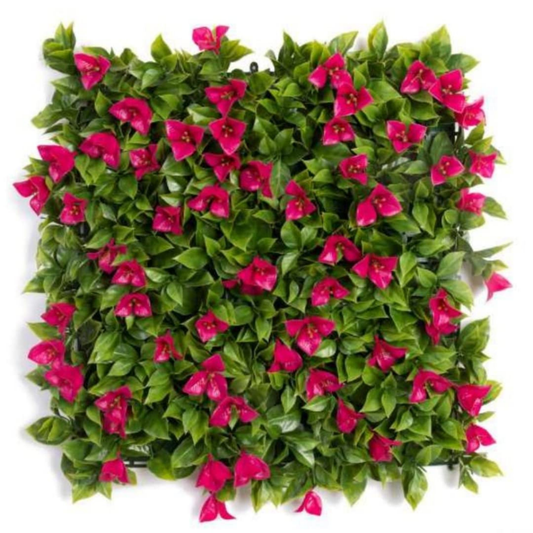Garden Gyani Artificial Vertical Garden Panel 50×50 cm | Pink Bougainvillea Flower Wall | UV Protected Indoor Outdoor Decor