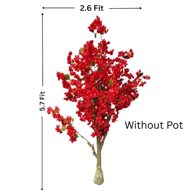 Garden Gyani Artificial Bougainvillea Tree – 5.7 Feet Tall | Faux Flowering Tree with Pink Blooms for Home, Balcony & Office Décor | Indoor Outdoor UV Resistant Decorative Plant Without Pot