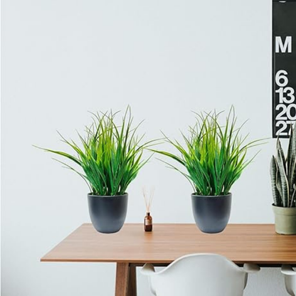 Garden Gyani Artificial Plant – 30 cm Small Faux Wheat Grass Guldasta in Black Pot | Decorative Item for Home, Office Desk & Bathroom