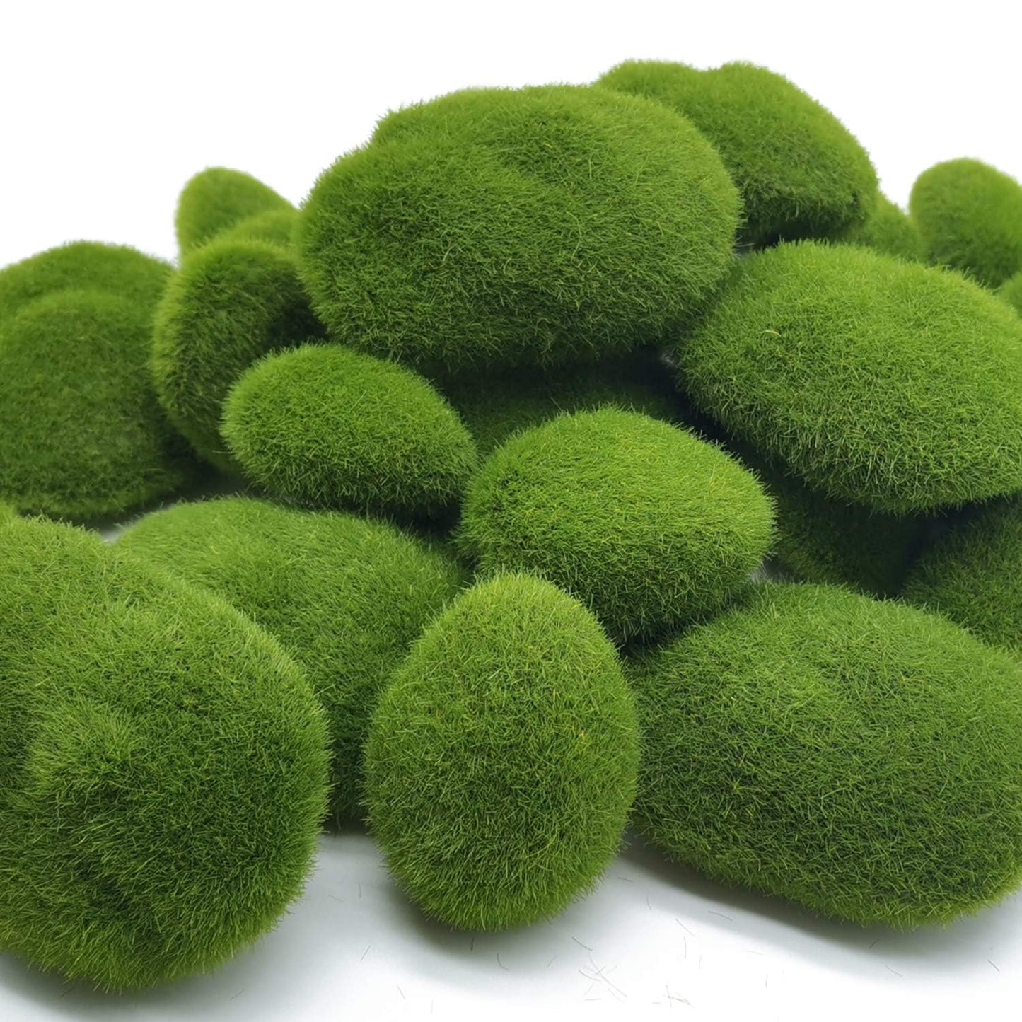Garden Gyani Artificial Moss Rocks – 24 PCS in 3 Sizes | Green Moss Balls & Decorative Stones for Fairy Gardens, Crafts & Floral Decor