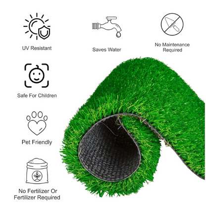 Garden Gyani 40MM Artificial Grass Carpet – 6.6 × 5 ft | Thick & Plush Turf Mat for Balcony, Patio & Garden | Waterproof, UV-Resistant & Skin-Friendly