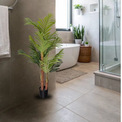 Garden Gyani 150 cm Artificial Areca Palm Tree with Tall Black Planter – Indoor Decorative Faux Plant for Home & Office