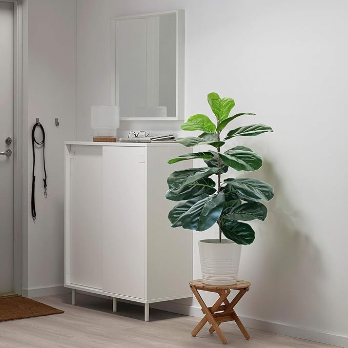 Garden Gyani Artificial Fiddle Leaf Fig Twig – 28 Inch Tall Faux Ficus Lyrata Plant with 21 Leaves | 1 Branch Greenery for Indoor & Outdoor Home, Office & Yard Décor Pot Not Included
