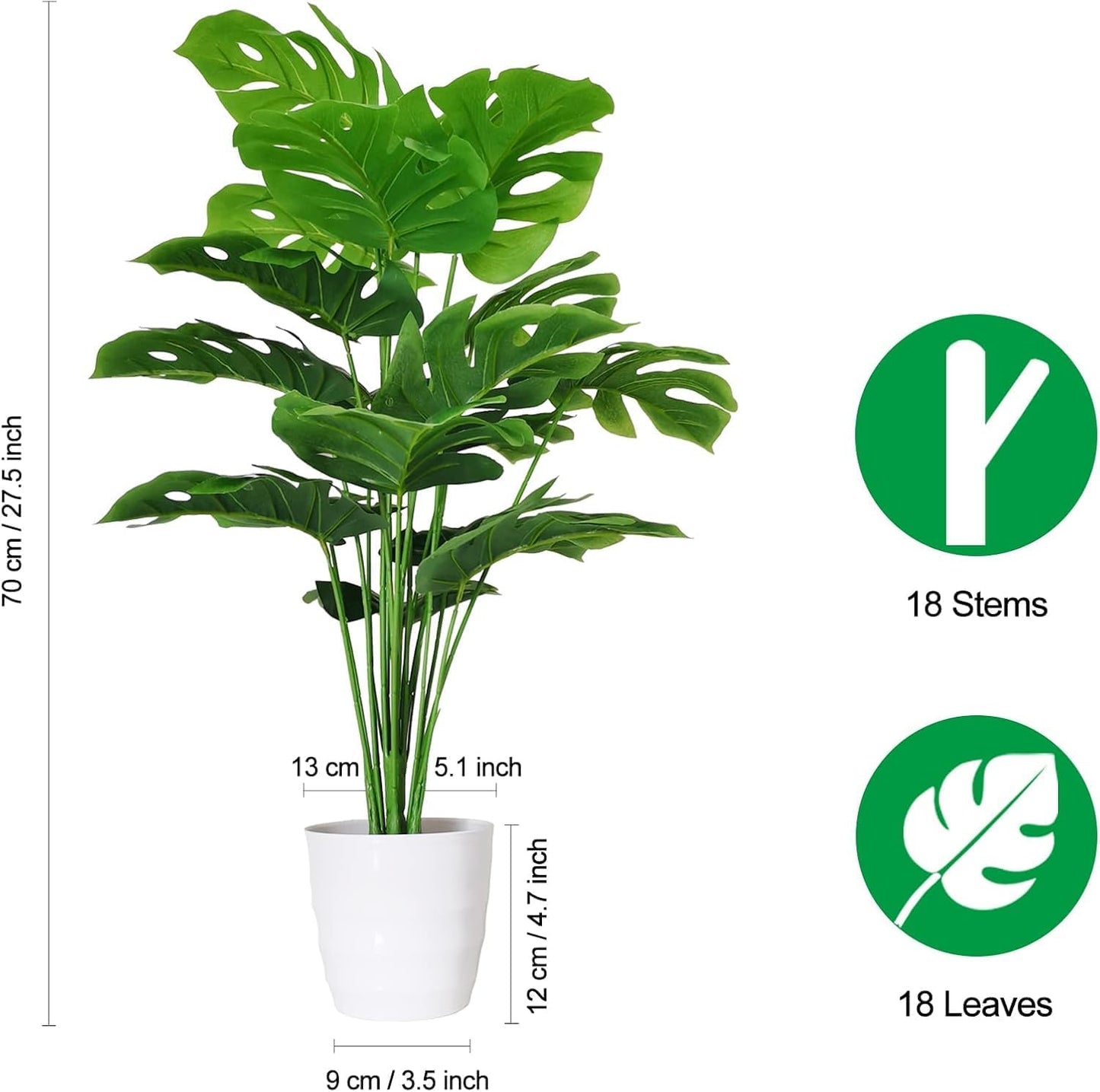 Garden Gyani Artificial Monstera Plant – 55 cm Tall with White Pot