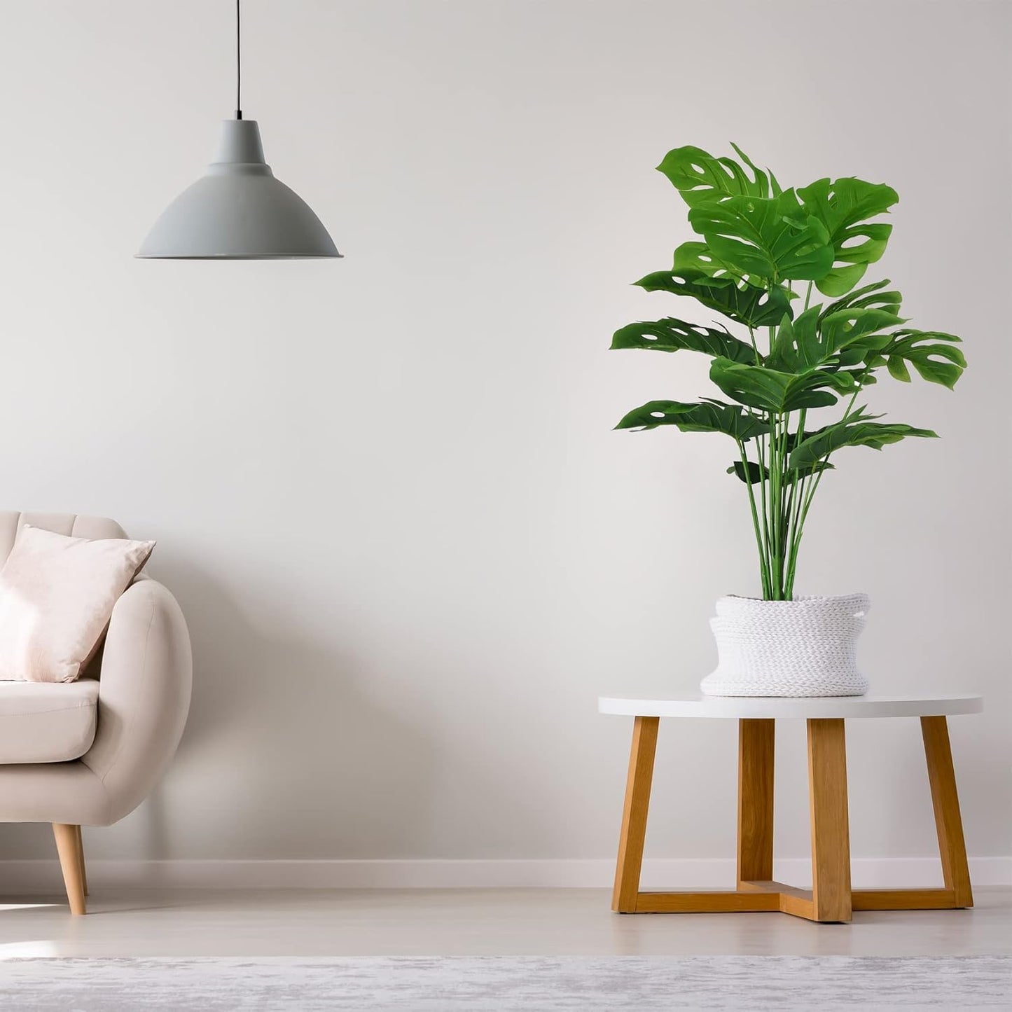 Garden Gyani Artificial Monstera Plant – 55 cm Tall with White Pot