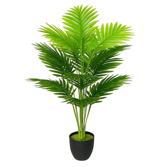 Garden Gyani Artificial Areca Palm Plant with Black Pot – 75 cm Tall
