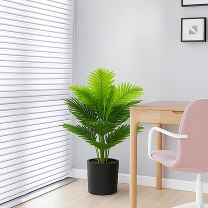 Garden Gyani Artificial Areca Palm Plant with Black Pot – 75 cm Tall