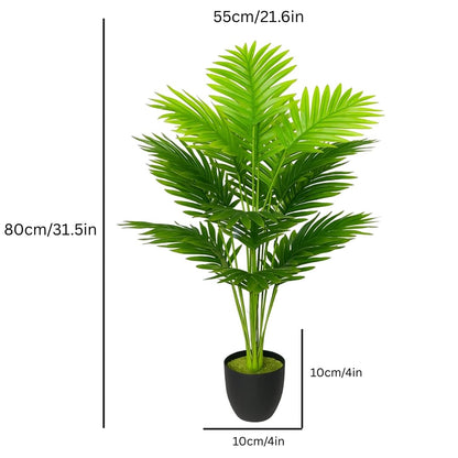 Garden Gyani Artificial Areca Palm Plant with Black Pot – 75 cm Tall