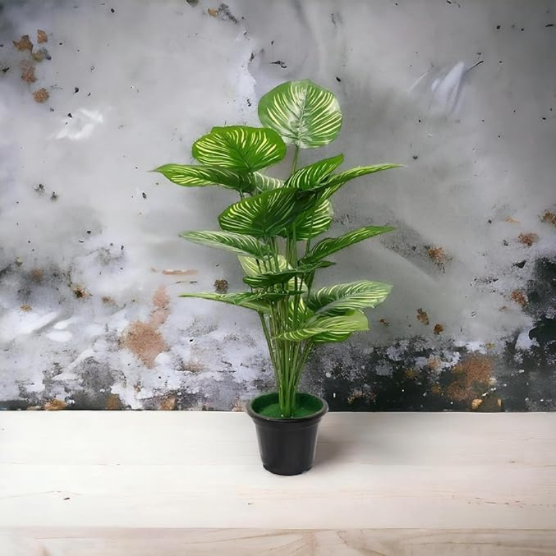 Garden Gyani 30-Inch Artificial Philodendron Tropical Caladium Plant with Pot – Dark Green | Faux Decorative Plant for Indoor & Outdoor Home, Office & Commercial Décor (Pack of 1)