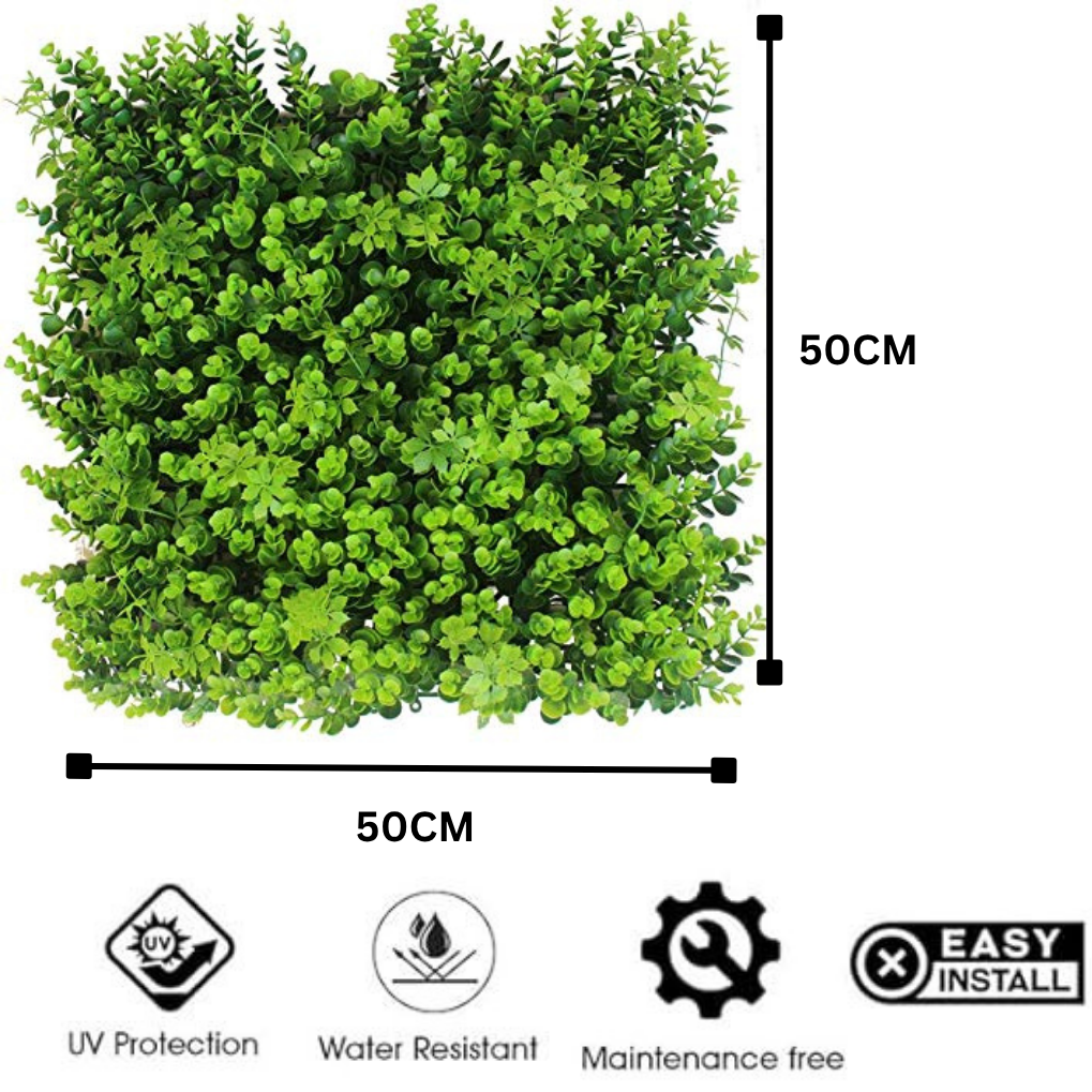 Garden Gyani Artificial Vertical Garden Panel 50×50 cm | Mixed Green Foliage Wall | UV Protected Indoor Outdoor Decor